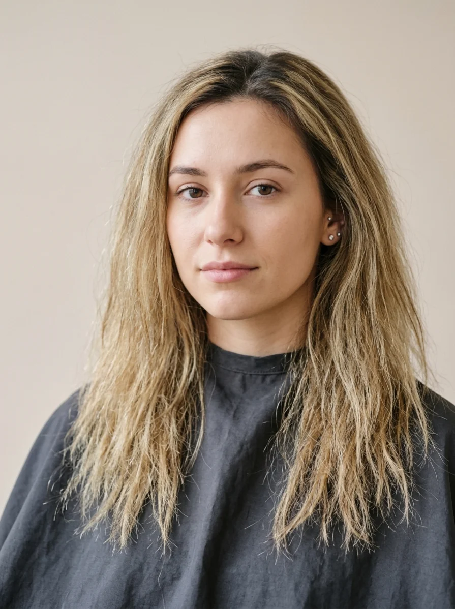 Caso 2, antes: cabelo com histórico de química